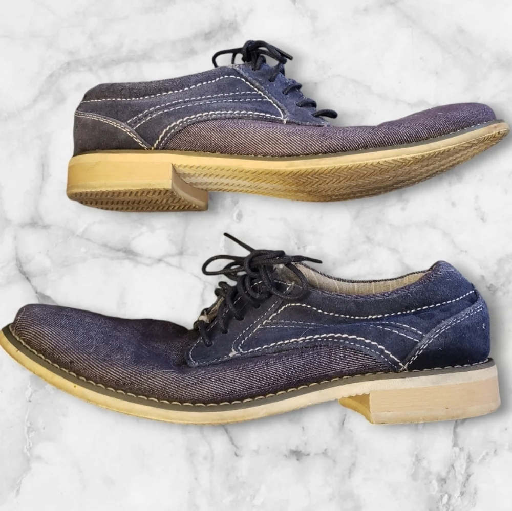 Steve Madden Stoker Blue Denim Leather Lace-up Oxford Size 7